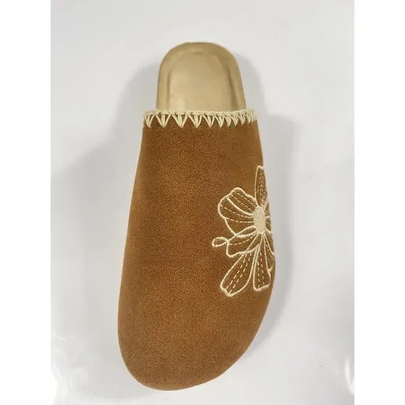 G.C. Shoes Jamie Shoes Womens Size 8.5 Brown Cognac Floral Mule Slippers New Box - Picture 2 of 9